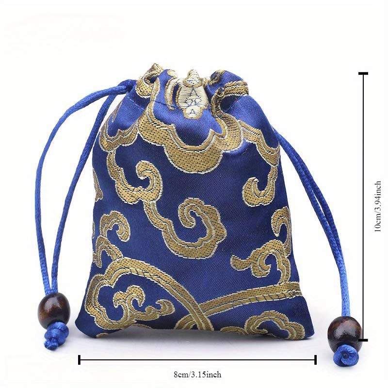 1pc Lucky Drawstring Bag, Mini Pouch, Bead Bracelet Bag, Jewelry Ornament Bag, Auspicious Cloud Designed Lucky Bag, Small Gift Pouch