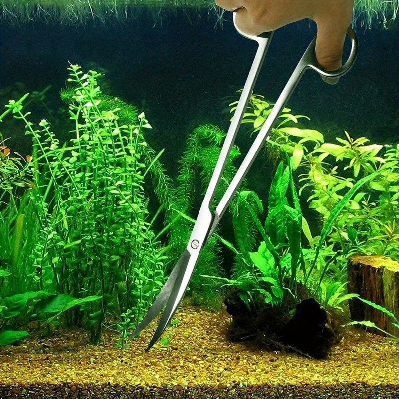5-Piece Aquarium Tool Kit - Stainless Steel Tweezers, Scissors, & Spatula  for Cleaning Fish Tanks & Aquatic Plants
