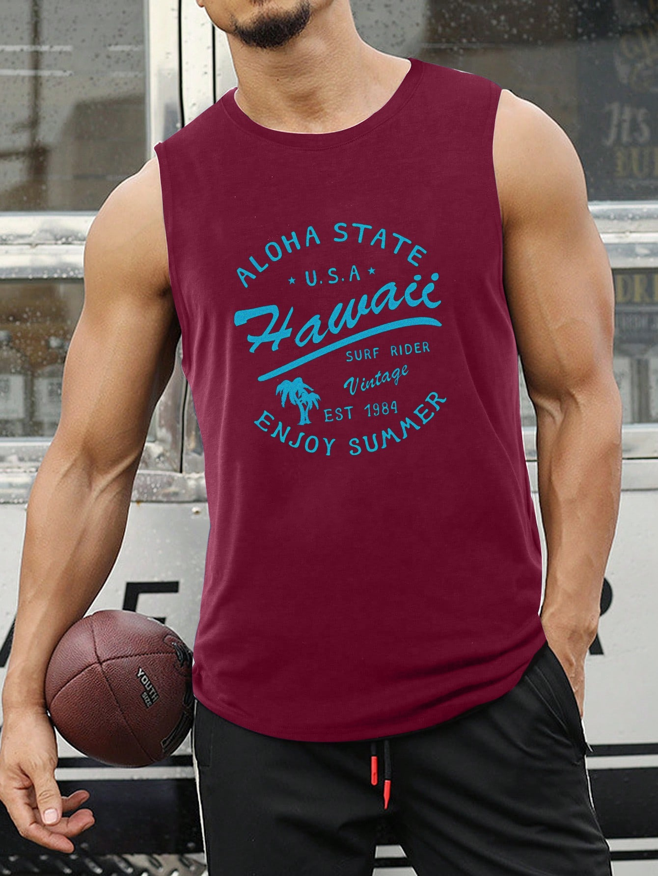 camiseta malla transpirable sin mangas estampado hawaii region name