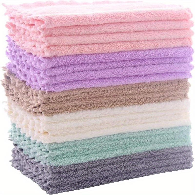 

20pcs Coral Fleece Square Towel, Kitchen Dish Rag, Soft Absorbent Small Handkerchief, Plain Color Hand Wipe Gift Small Towel 25*25cm