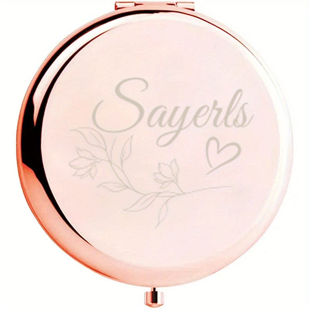 

1pc, Custom Name Creativity Four-color Loving Heart Personality Mirror Compact Pocket Makeup Folding Mirror Graduation Gift Sister Gift Dormitory Go Out Party Gift Birthday Gift Souvenir Gift