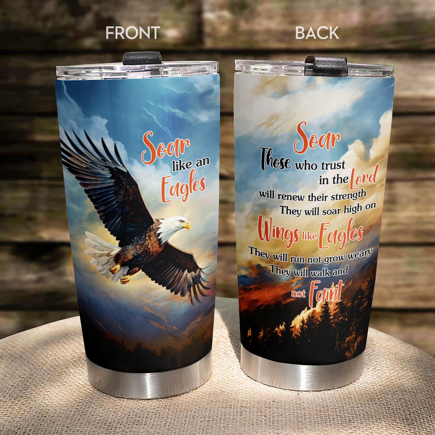 

1pc Soar Like An Eagle Stainless Steel Coffee Tumbler 20oz, Travel Coffee Mug, Double Walled Insulated Coffee Mug With Lid, Reusable And Durable
