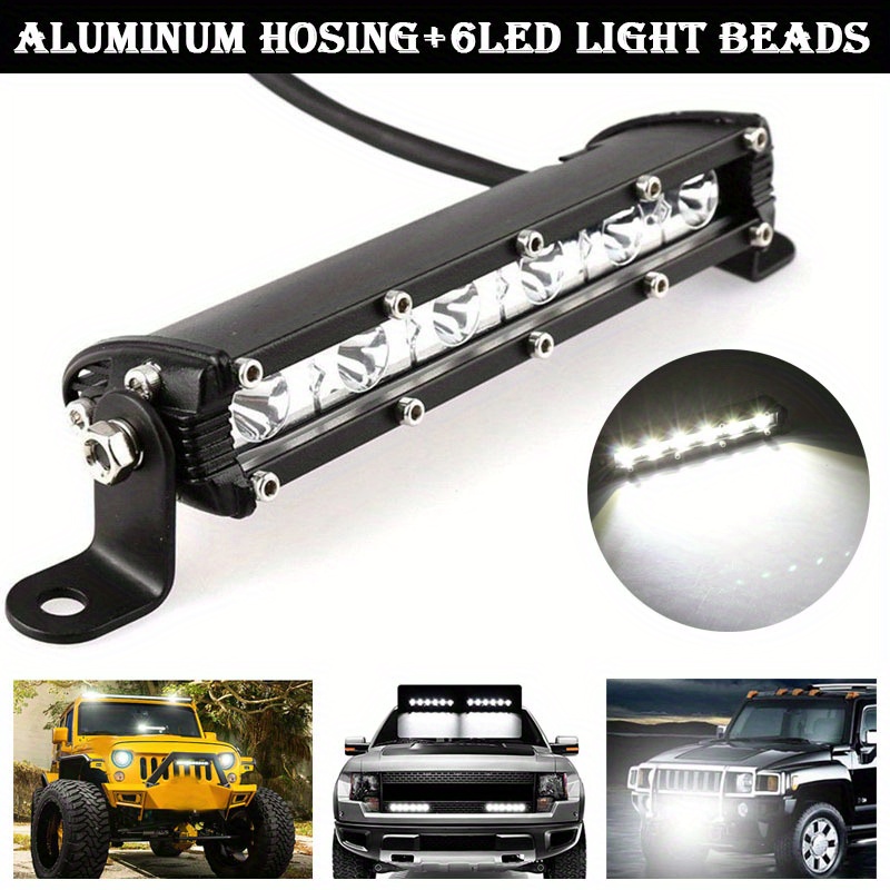 

7inch/17.78cm 6led Auto Light Bar Spotlight Beads Ultra-thin Small Single-row Modified Auxiliary Lamps For Car Truck Driving Aluminum 18w