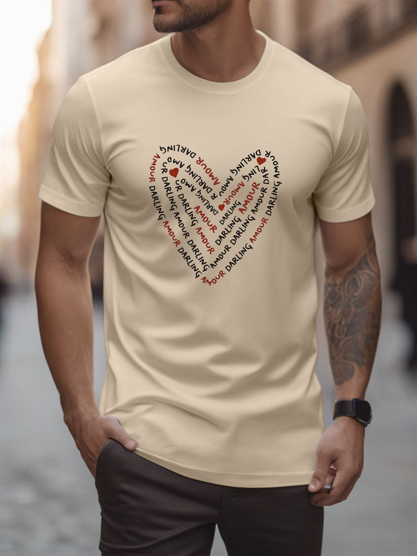 Camiseta Estampado Corazones Camisetas Hombres Temu Dominican Republic