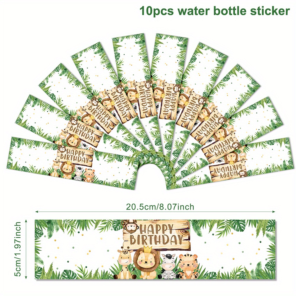 Image of 10pcs/set Theme Cute For Bottle Sticker Label For Animal Birthday Party Decorations Supplies 1st Birthday Wild 1 Birthday Party Supplies