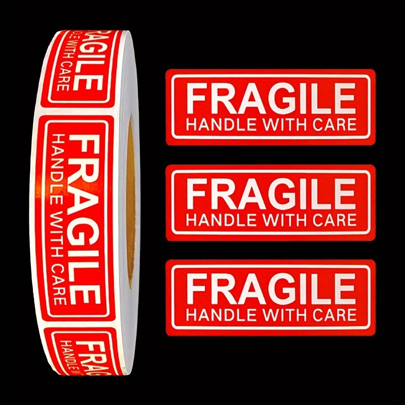 

500 Stickers/roll 1"x3" Fragile - Carefully Lighten Red Warning Stickers Shipping Packaging Labels