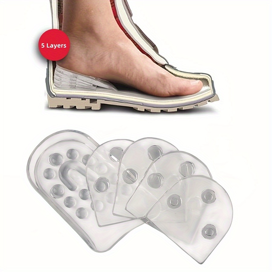 

2pcs 5-layer Adjustable Insoles, Inner Height Increase Comfortable Transparent Heel Cushion