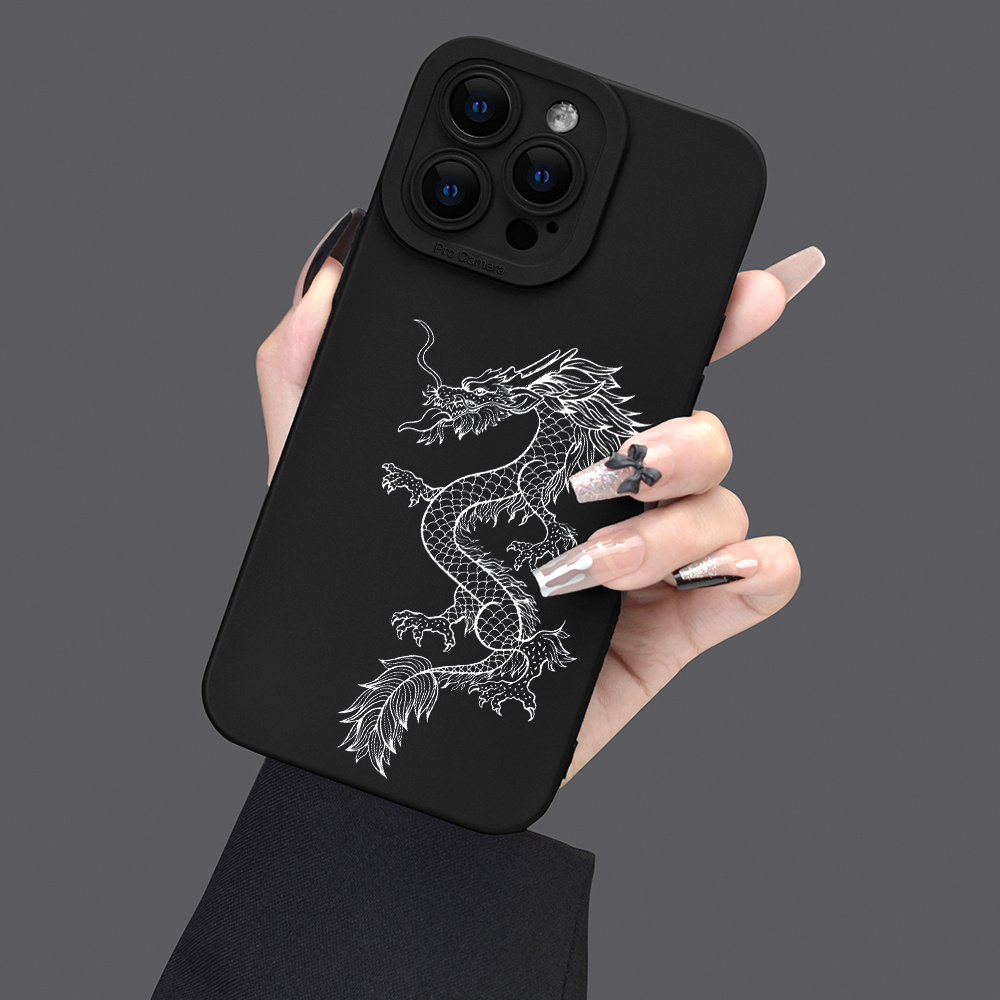 

Dragon Pattern Mobile Phone Case Full-body Protection Shockproof Tpu Soft Rubber Case Black For Men Women For Iphone 15 14 13 12 11 Xs Xr X 7 8 Mini Plus Pro Max Se