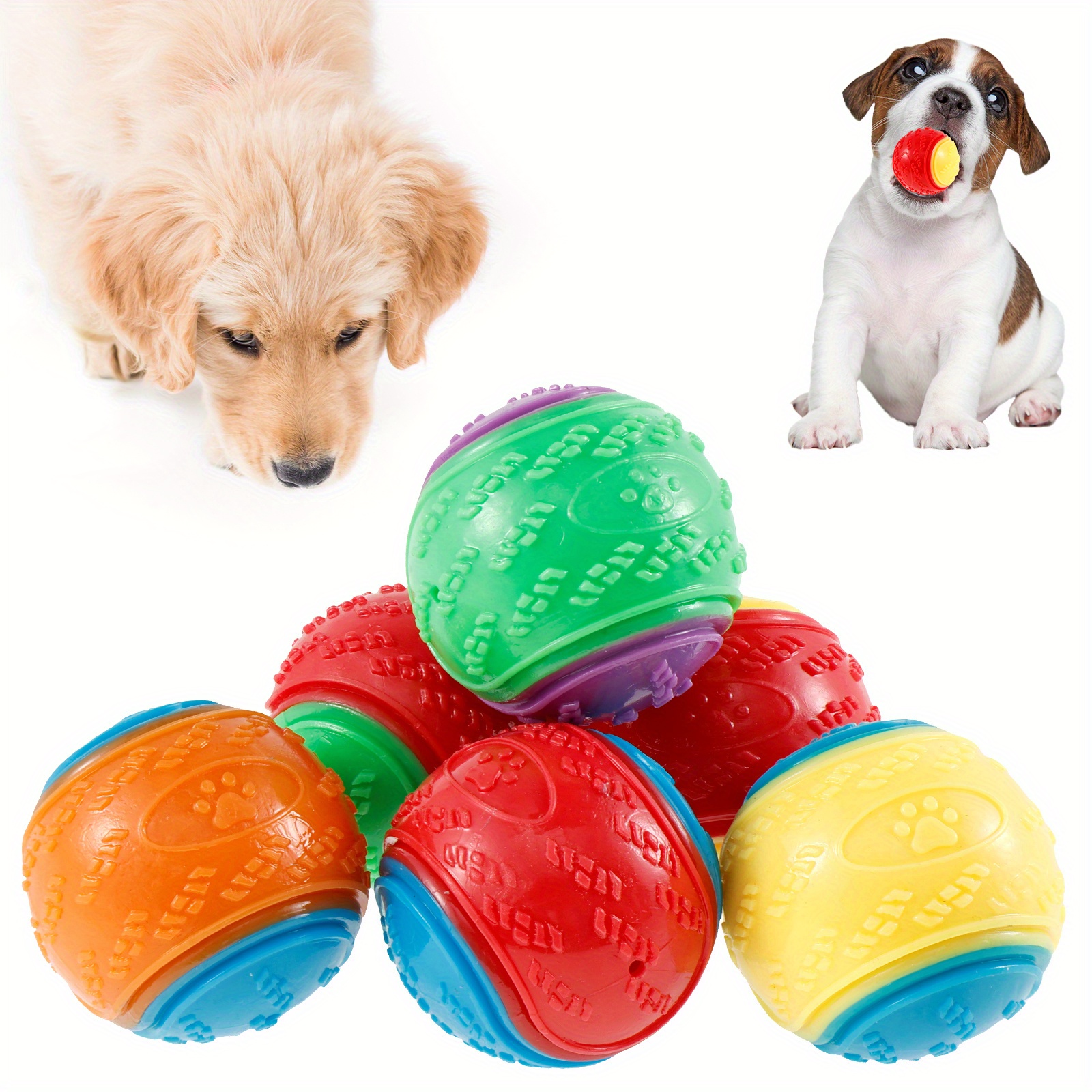 

Lot De 6 Balles Pour Chiens Qui Balles De Couleur Vive, Jouet Pour Chiens Rebondissant, Balles À Mâcher, Balles À Mâcher Durables Pour Chiens, Jouets Multifonctionnels Pour Chiens Pour Les Jeux