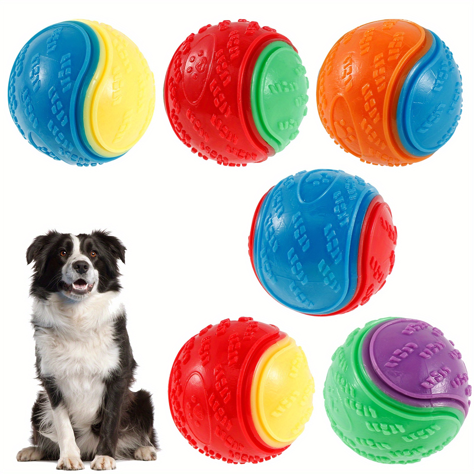 squeaky dog balls vibrant color squeaky balls high bouncy Temu