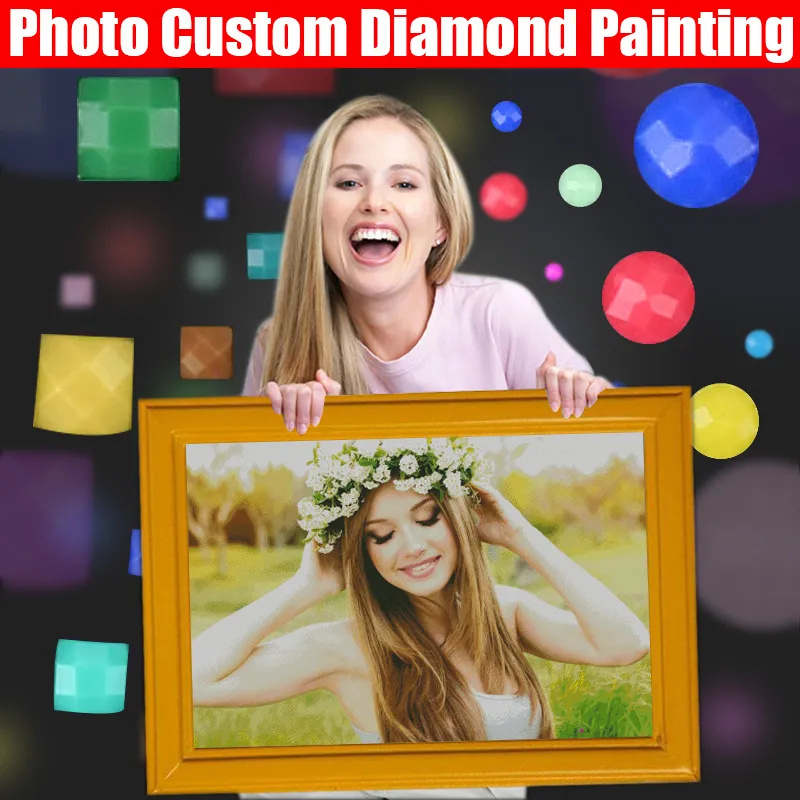 Pintura de diamante personalizada 5D, DIY personalizada foto personalizada  su propia imagen, kits de cuadros de pintura de diamante, pintura por