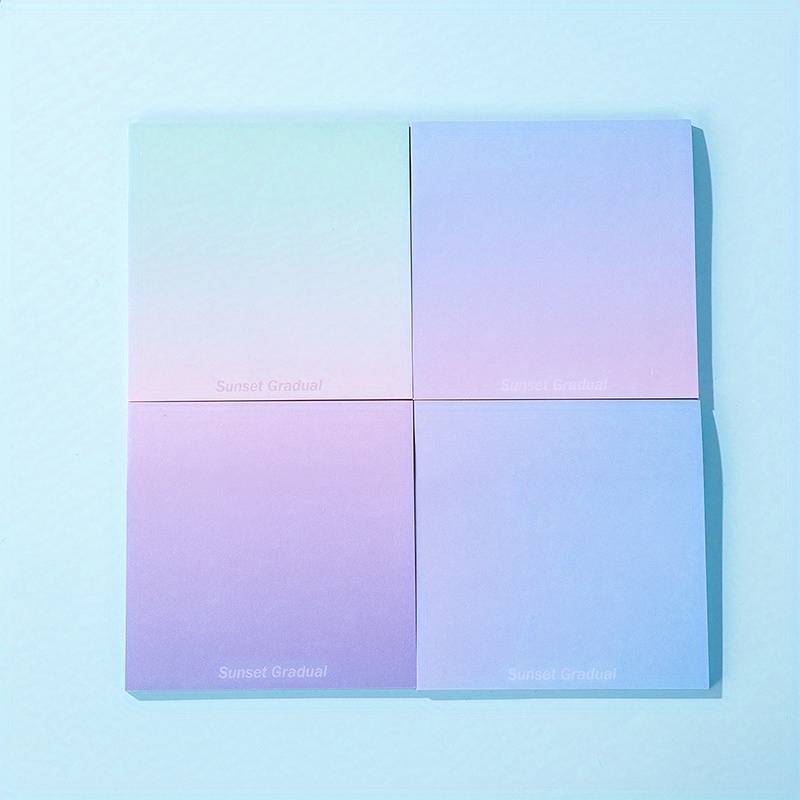 Image of 1 Set Containing 4 Pieces Of Gradient Sticky Notes, Each Measuring 3.15 By 3.15 Inches, With 50 Sheets Per Pad