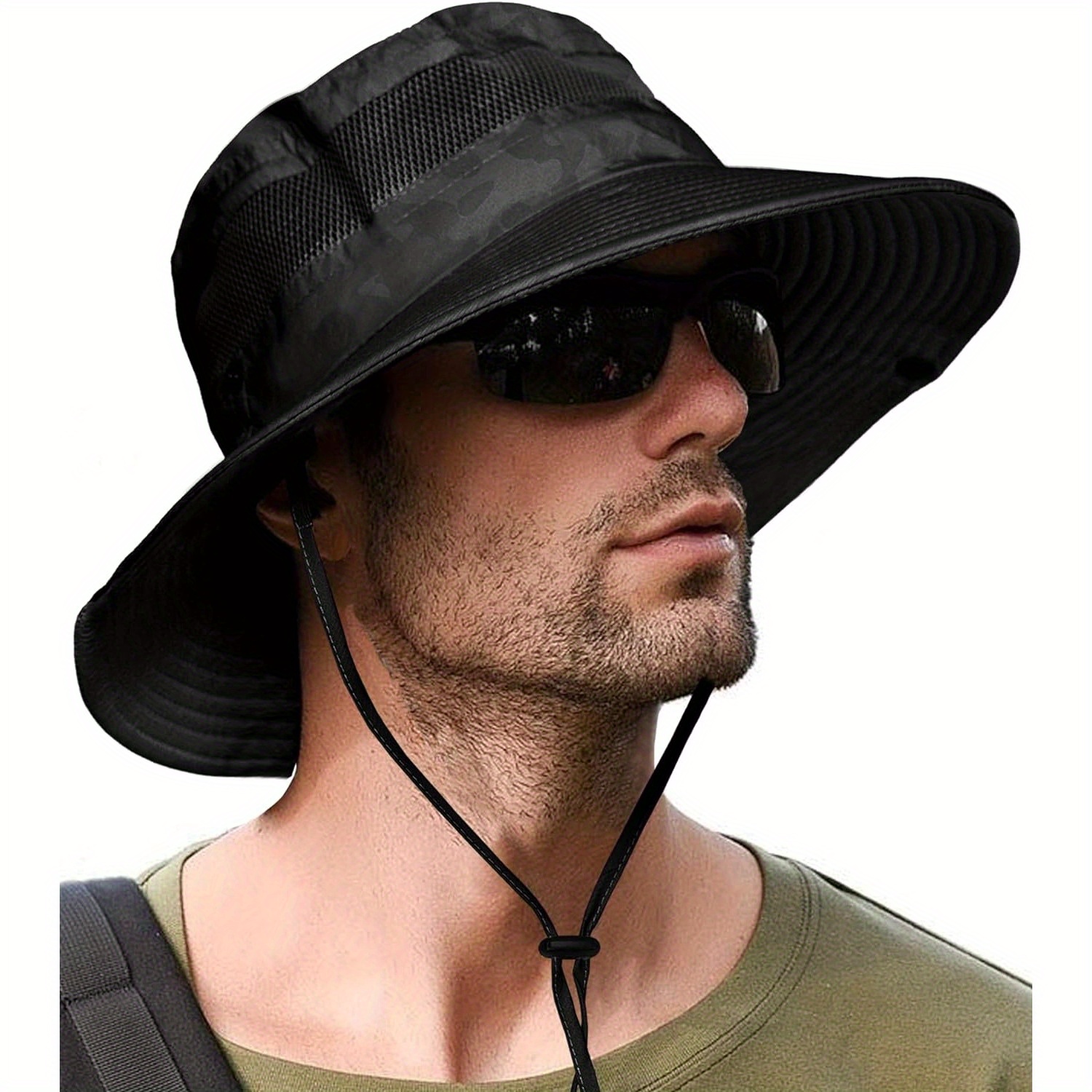 1pc Outdoor Sun Hat With Detachable Face Cover, Quick-drying Wide Brim Hat  With Neck Flap, For Fishing Hiking