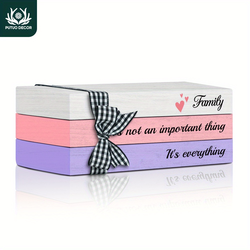 

3pcs Tiered Tray Decor, Family It's Not An Important Thing It's Everything, Wooden Faux Stacked Books Decoration For Home Farmhouse Cafe Coffee Shop, Gifts