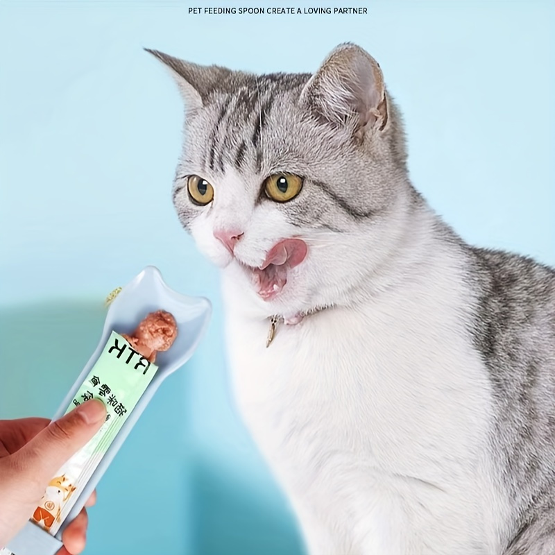 

1pc/2pcs Cat Strip Squeeze Spoon, Cat Strip Feeder For Lickable Wet Cat Treats, Pet Liquid Snack Feeding Tool