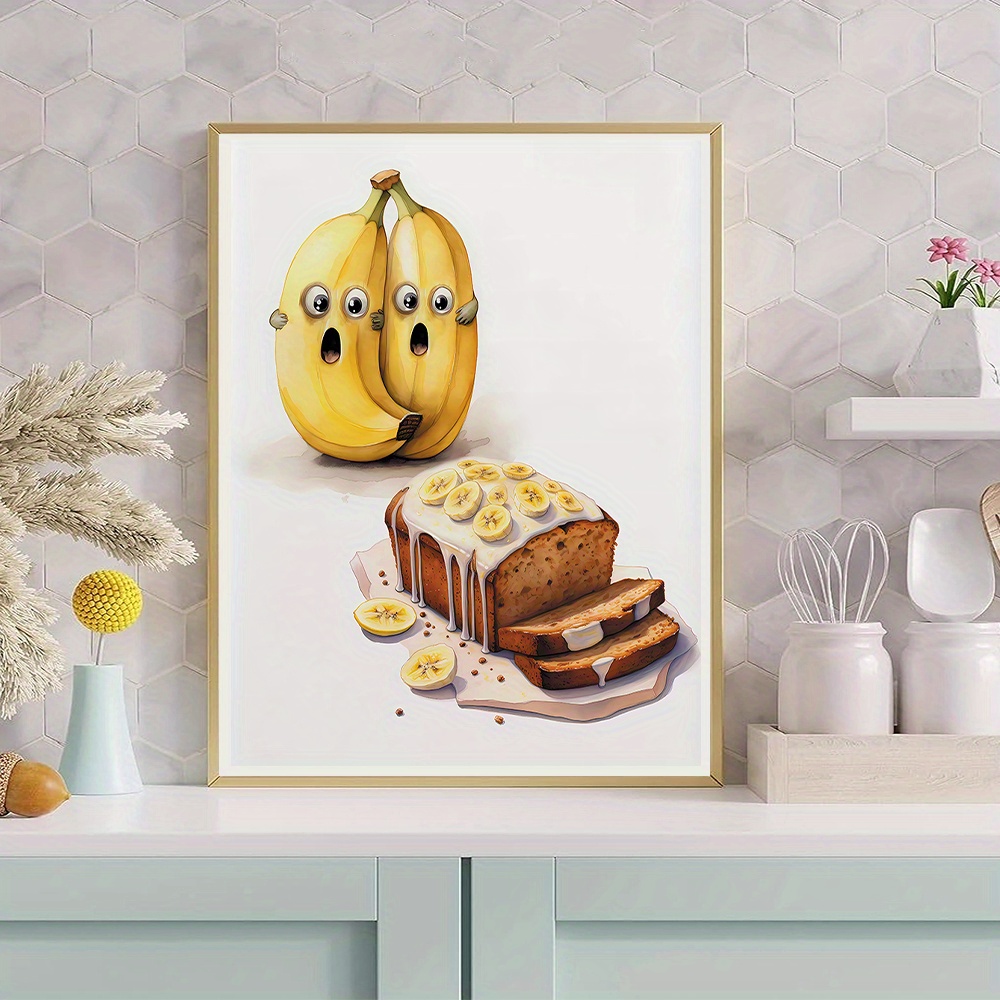 

30*40cm Thickened Canvas Painting, Modern Art, Funny Banana Watercolor Painting, Kitchen Wall Art Decor