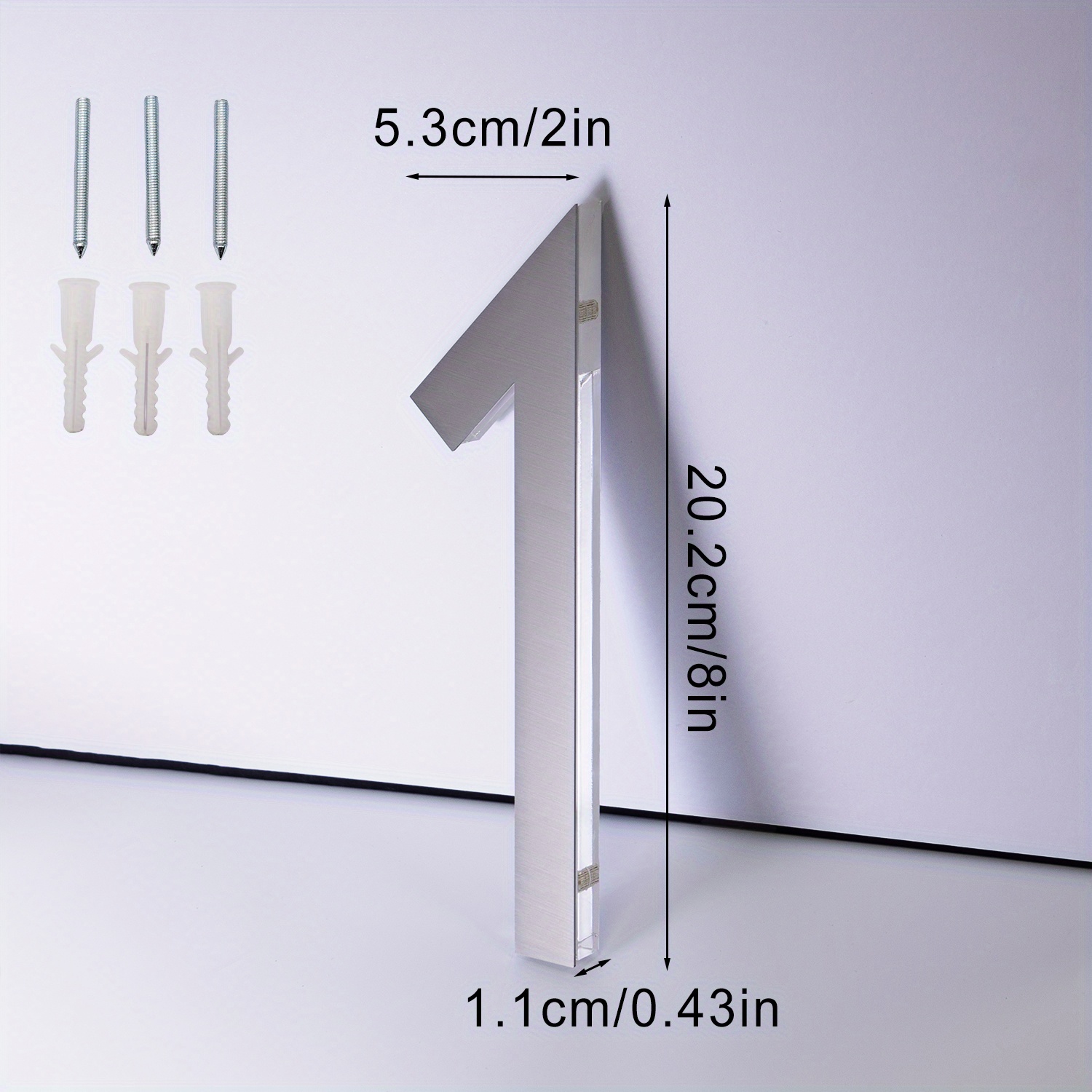 Image of 8-inch Stainless Steel Acrylic Floating House Numbers For Outdoor Use, Contemporary Address Sign For Mailbox, Home Entrance, Warehouse Silver Numbers 0-9