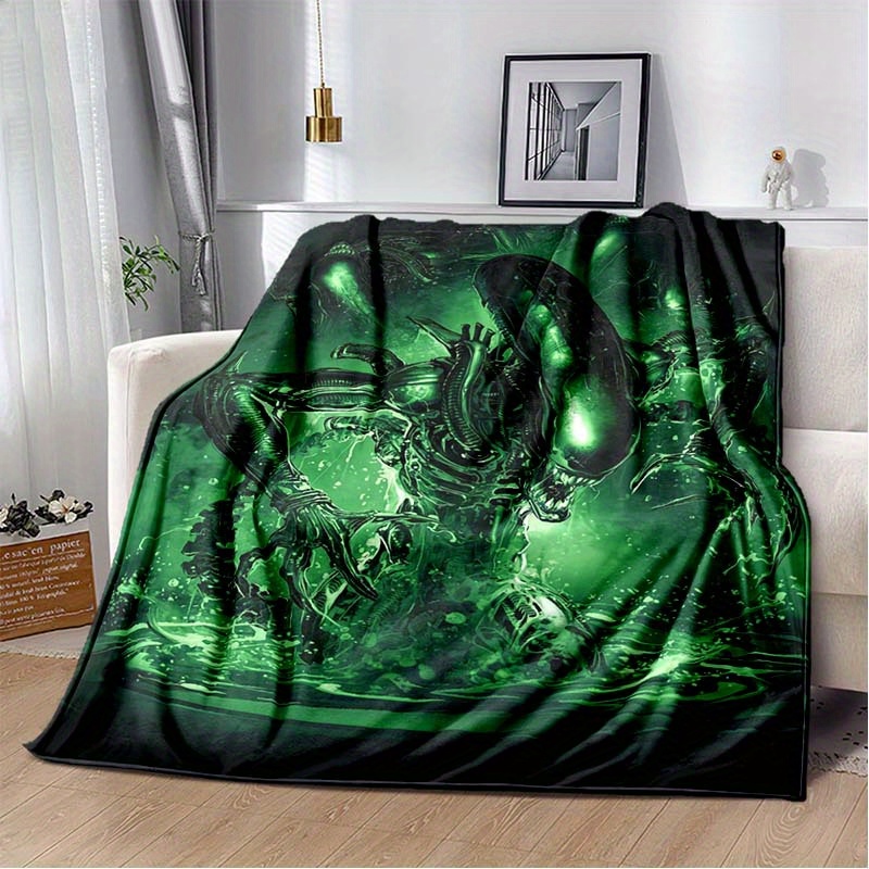 

1pc Horror Alien Monster Art Pattern Printed Soft Blanket Nap Blanket 4 Seasons Flannel Blanket