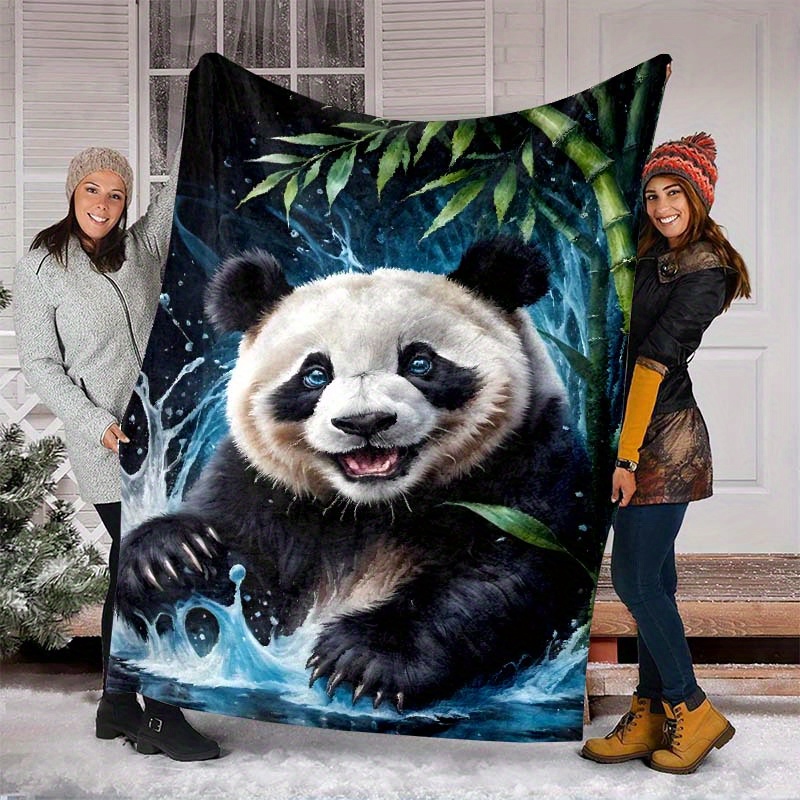 

Bamboo Forest Cute Big Eyes Panda Art Pattern 4 Seasons Flannel Office Chair Blanket