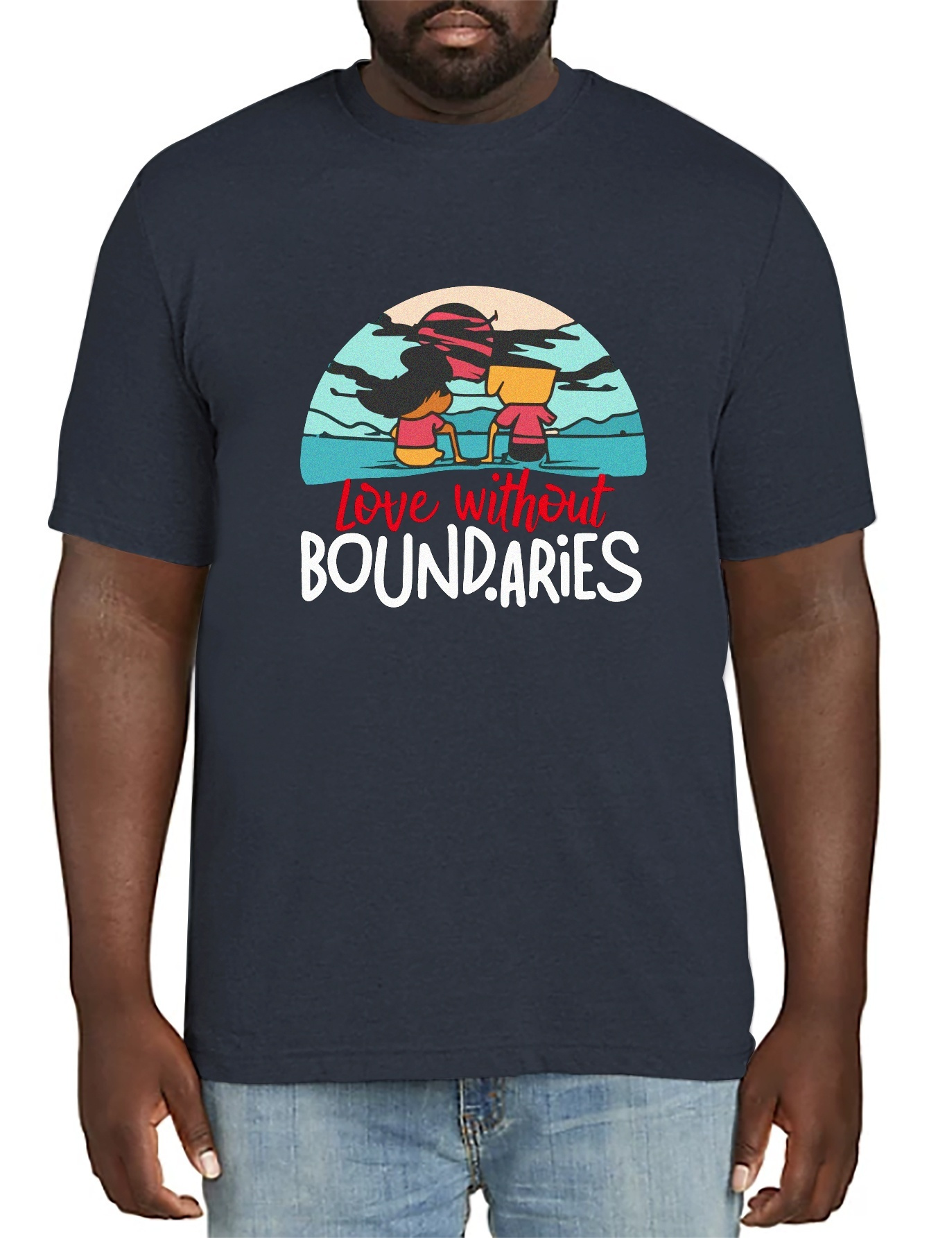 Plus Size Men's Love Without Boundaries Print T shirt Casual - Temu ...