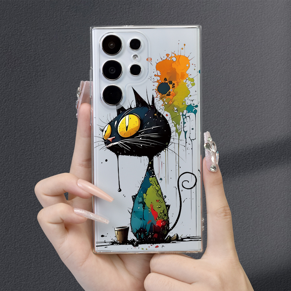 

Wandering Cool Cat Graffiti Transparent Soft Tpu Phone Case For Samsung Galaxy S21 S23 Fe/ A12/ A13/ A14/ A52s 5g Galaxy S22 U1tra5gsamsung Galaxy S23 Ultra