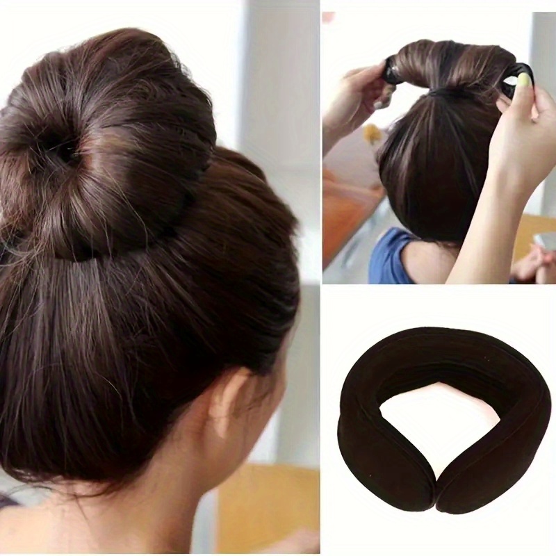 

Easy-to- Bun Maker - Cute & Simple Fabric Hair Curler For Stylish Updos, Solid Color, Lazy Hair Clip, Flower Bud Head, Hair Accessories