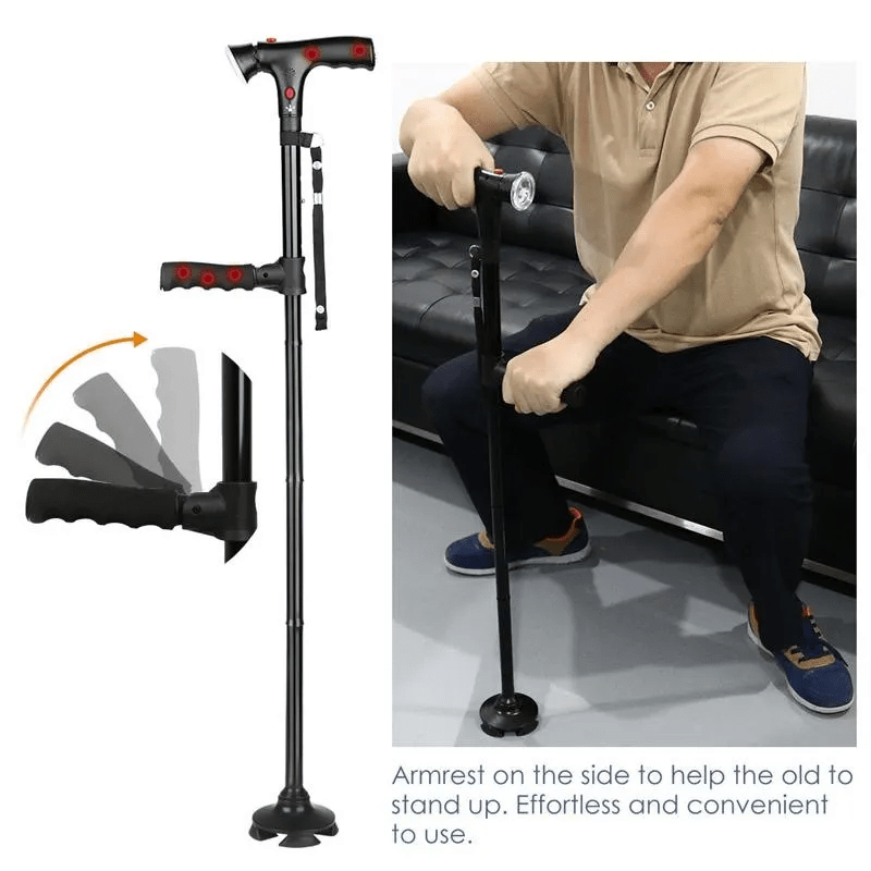 

1pc Collapsible Telescopic Folding Cane, Elder Cane Led With Alarm Walking Trusty Sticks, Elder Crutches For Mothers The Elder Fathers Without Battery