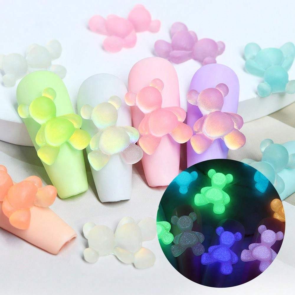 

10pcs Matte Luminous Bear Nail Charms, Aurora Bear Nail Art Accessories, 3d Nail Art Supplies For Women And Girls, Nail Art Jewelry For Music Festival