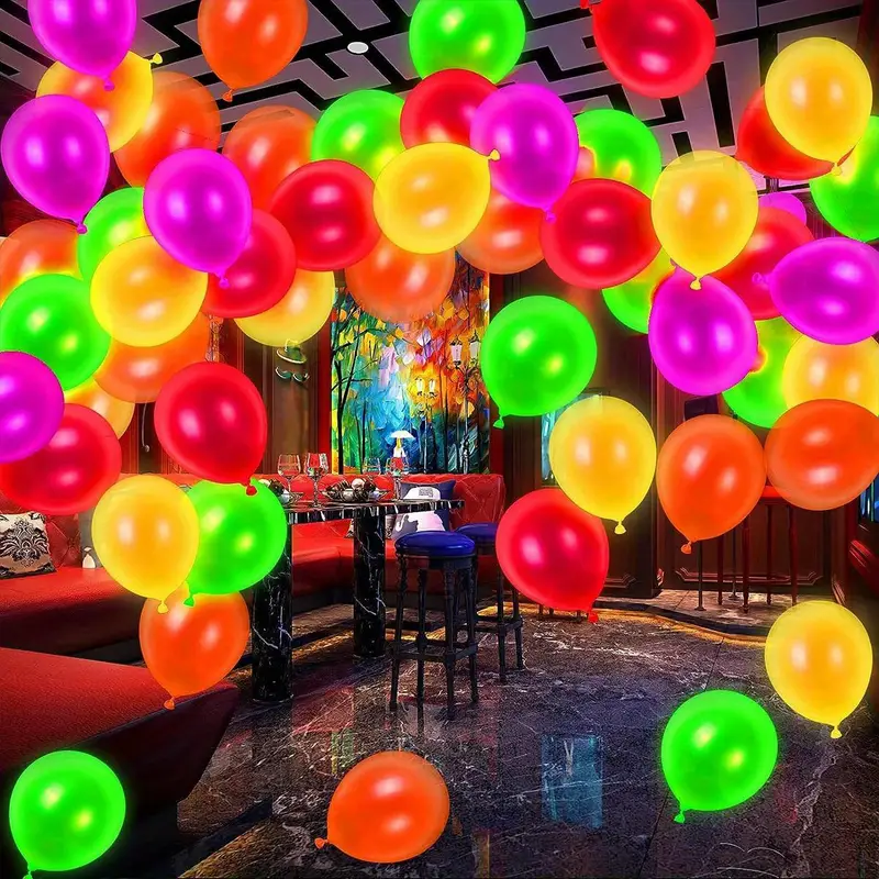 neon glow balloons 100 500pcs reusable glow in the dark fluorescent balloon colorful neon glow party balloon birthday party decor halloween christmas gift toys & games details 7