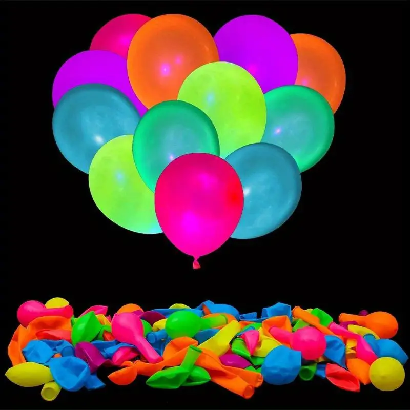 neon glow balloons 100 500pcs reusable glow in the dark fluorescent balloon colorful neon glow party balloon birthday party decor halloween christmas gift toys & games details 0