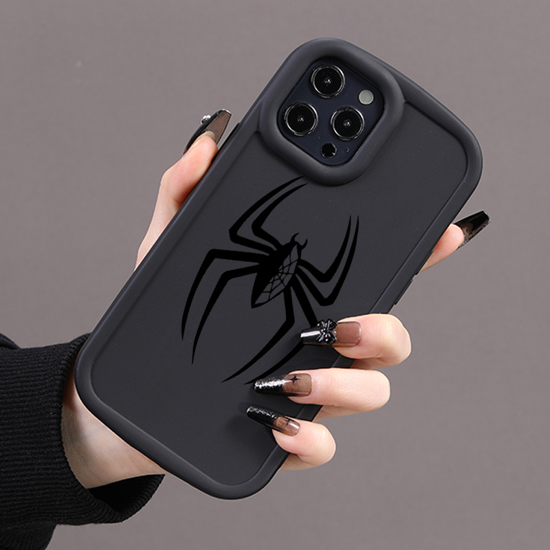 

Luxury Shockproof New Case Black Spider Pattern Phone Case For Iphone 15/14/13/12/11/xs/xr/x/8/7/se2/se3/mini/plus/pro Max Soft Silicone Black Camera Protective Case Collision Lens Back Cover