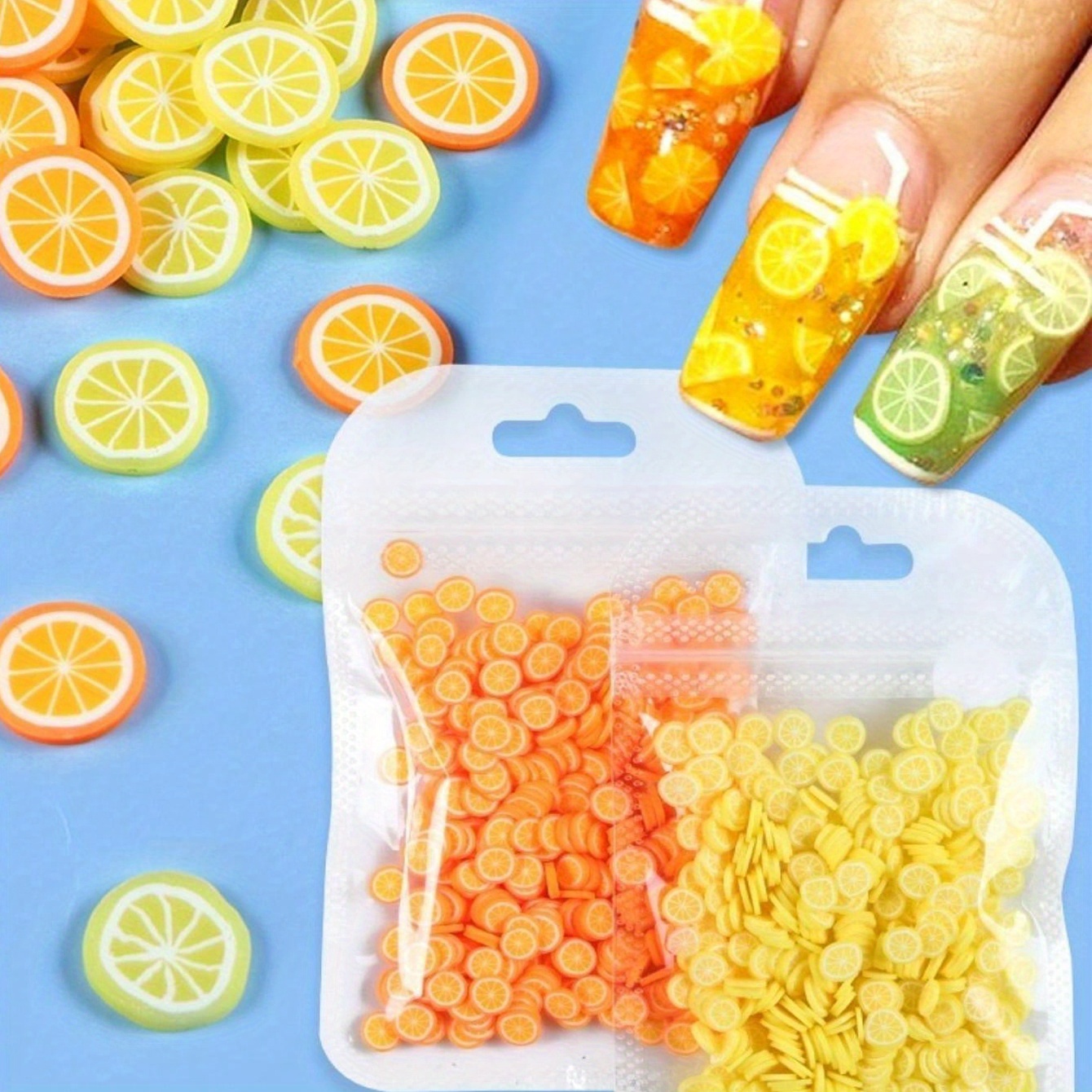 

10g Per Bag Orange Nail Charms 3d Fruit Spring/summer Decoration Polymer Soft Clay Slice Accessories For Nail Supplies