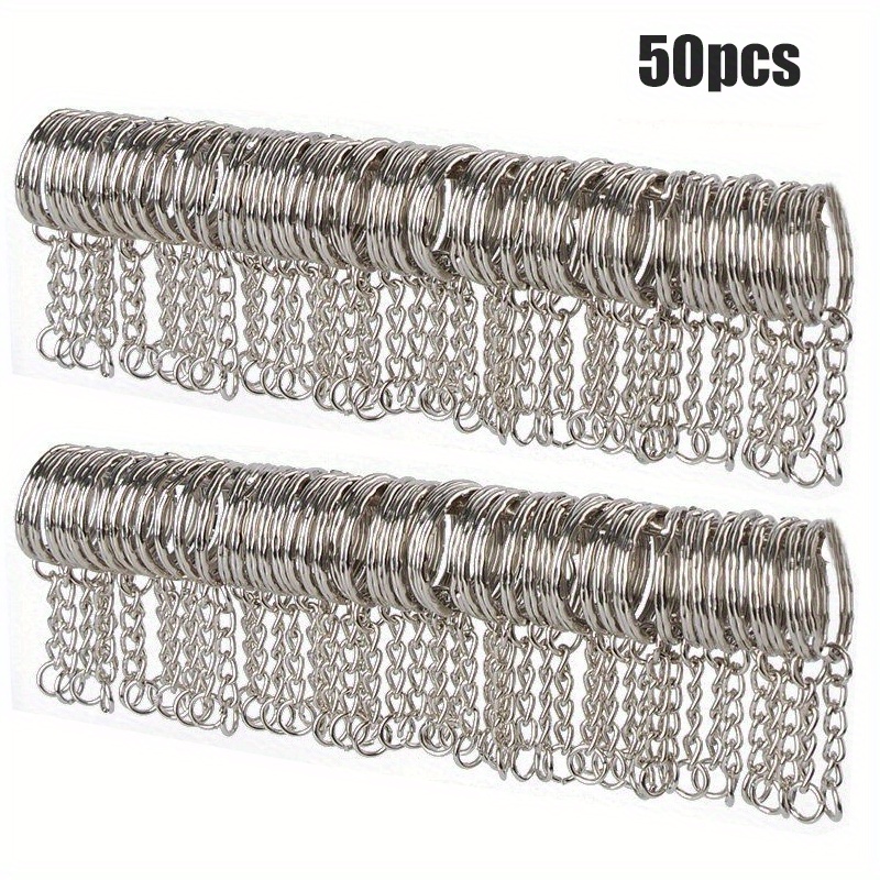 

50pcs Stainless Steel Link Chain Key Rings, Diy Craft Jewelry Making Pendants, Art Supplies For Beading & Sewing, Key Holder Parts