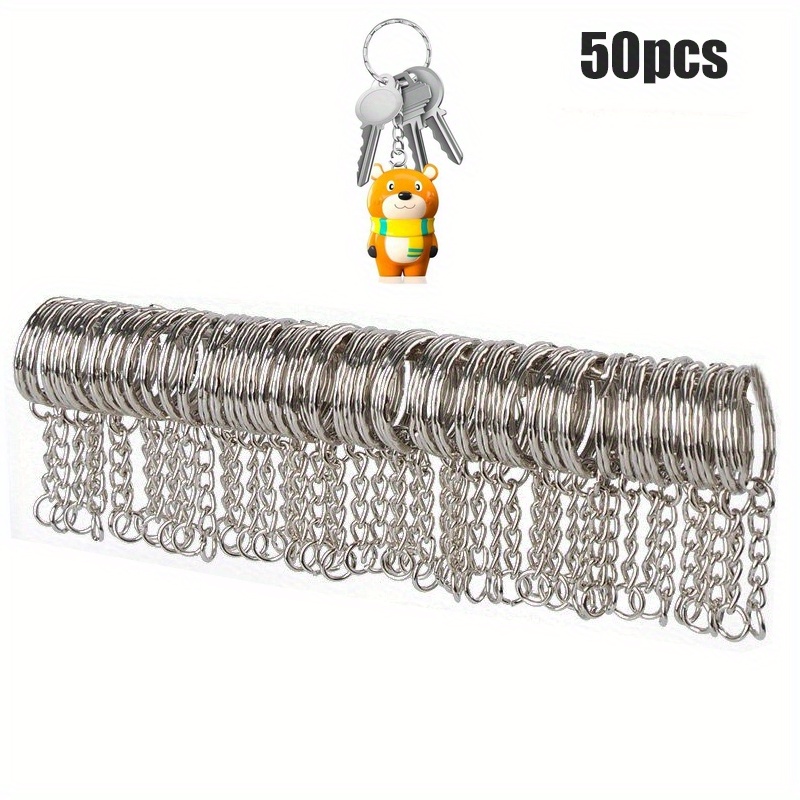 

50pcs Diy Key Rings Keychain With Link Chain Car Home Key Holder Pendant Split Ring For Diy Keychain Making