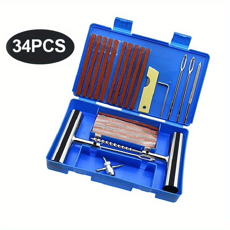 TEMU 15/34/48/58pcs Tire Repair Kit Car Emergency Duty Tubeless Tire Puncture Professional Repair Fork Bit Set