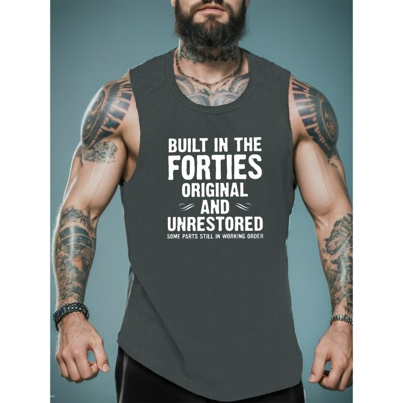 

Built In The Forties Print Summer Men's Quick Dry Moisture-wicking Breathable Tank Tops Athletic Gym Bodybuilding Sports Sleeveless Shirts For Workout Running Training Men's Clothing