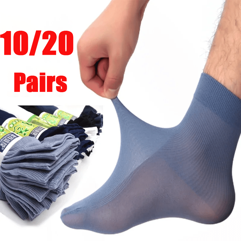 

10/20 Pairs Of Men's Trendy Solid Crew Socks, Breathable Mesh Thin Comfy Casual Unisex Socks For Men's Outdoor Wearing