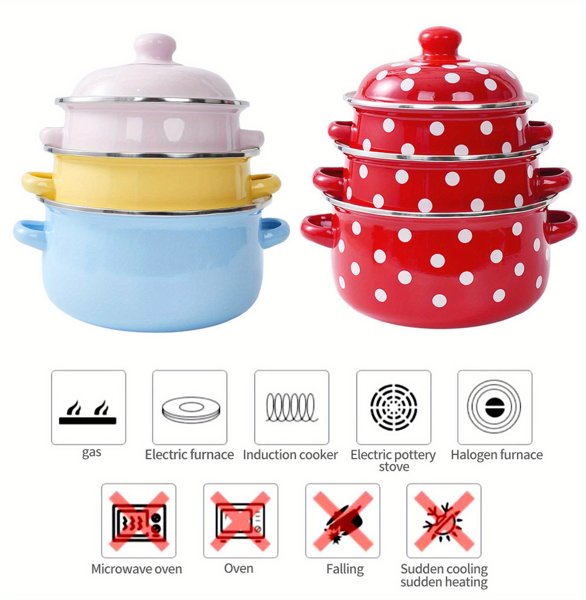 3pcs enamel pot soup pot stew pot boiling pot   kitchen supplies pots kitchenware gas electric stove   universal microwave oven prohibited details 0