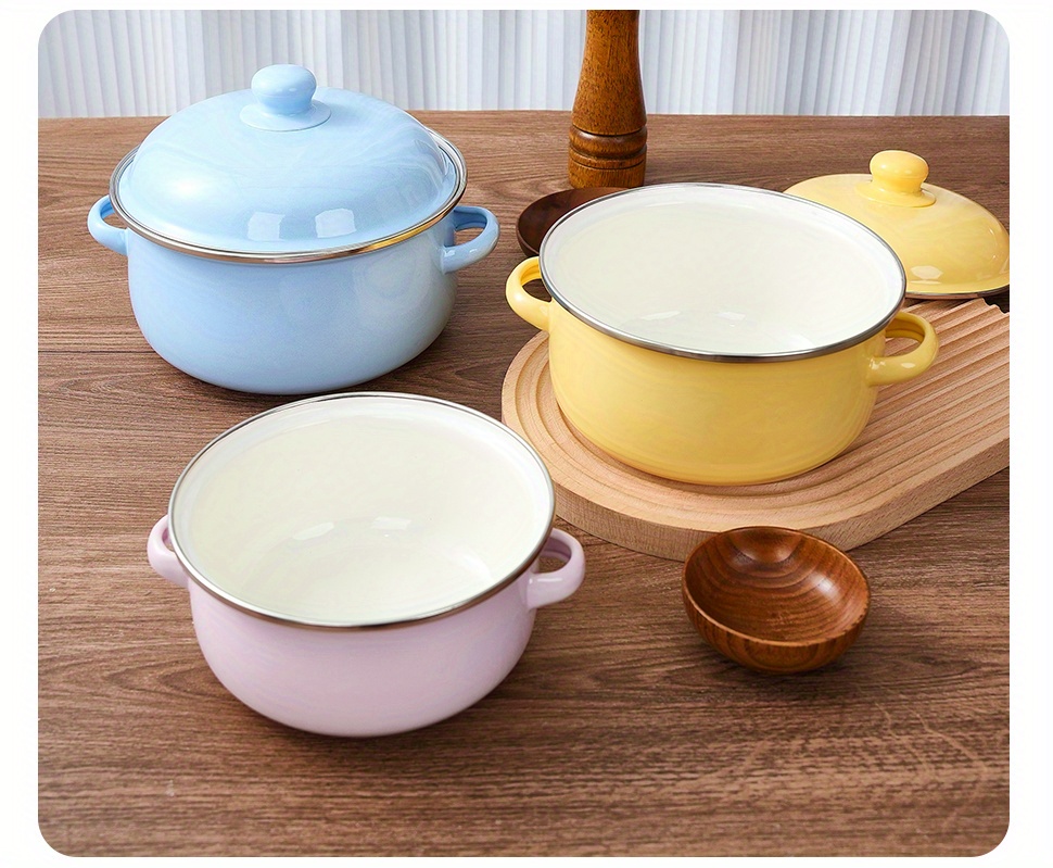 3pcs enamel pot soup pot stew pot boiling pot   kitchen supplies pots kitchenware gas electric stove   universal microwave oven prohibited details 5