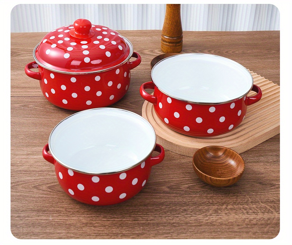 3pcs enamel pot soup pot stew pot boiling pot   kitchen supplies pots kitchenware gas electric stove   universal microwave oven prohibited details 6