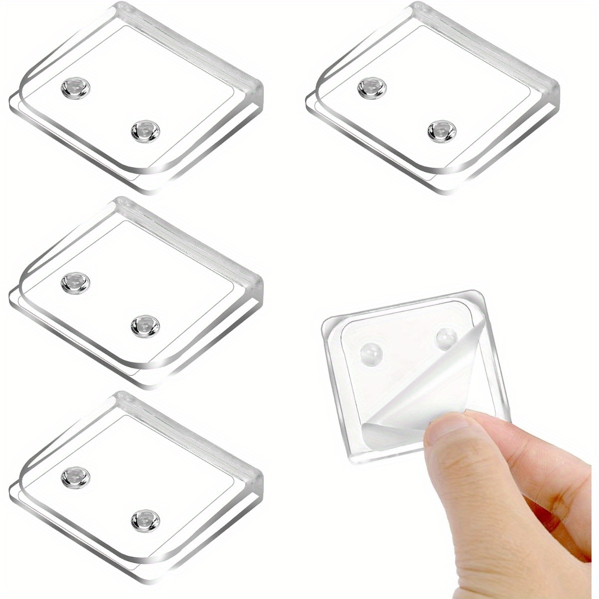 

4pcs Transparent Shower Curtain Clips, Plastic Self-adhesive Splash Guard Clips, Windproof Clear Liner Curtain Fasteners, Easy Installation