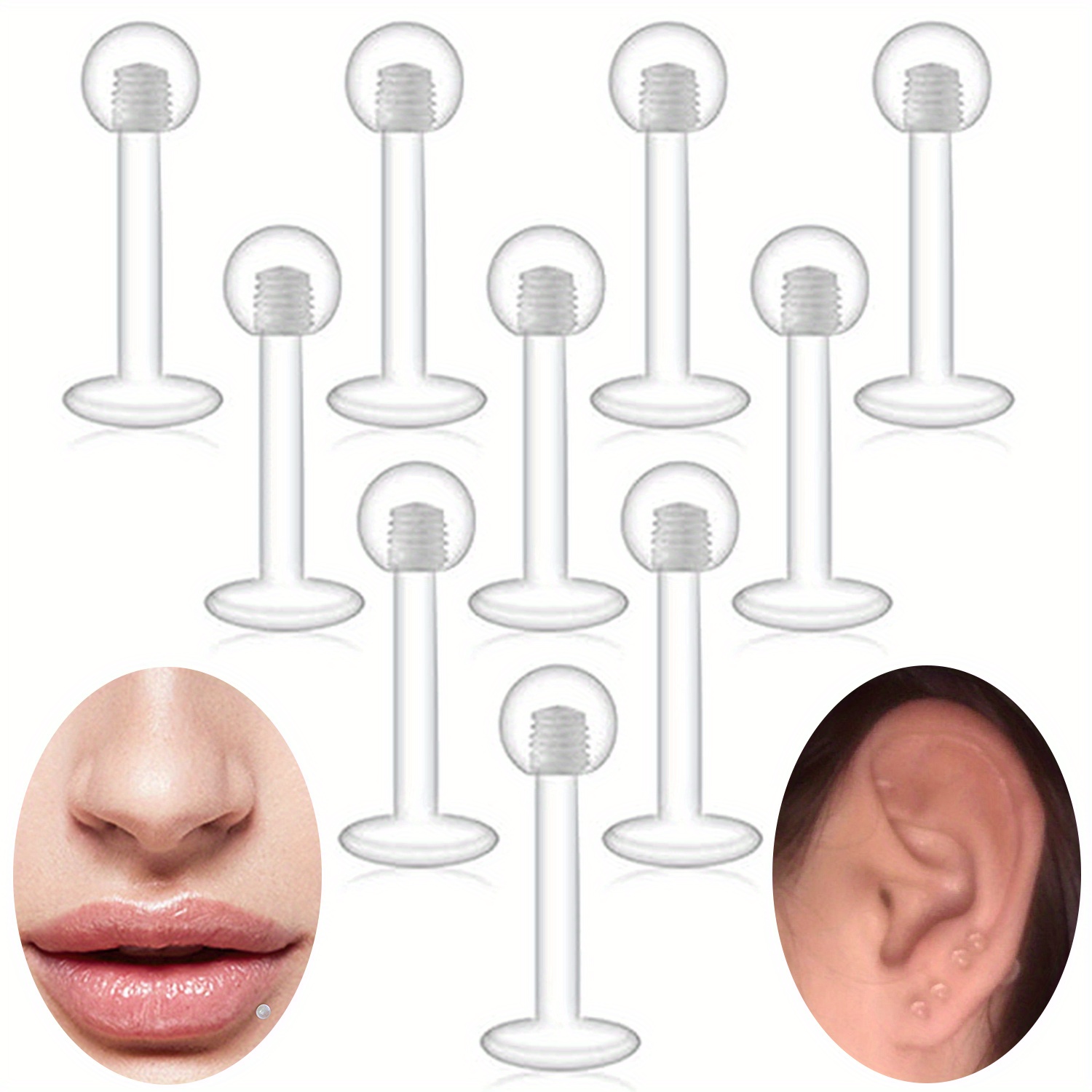 100Pcs/lot Steel Horseshoe Nose Ring Replacement Bar Nipple Labret Eyebrow  Piercing Nose Ring Post Only Body Accessories 14G 16G