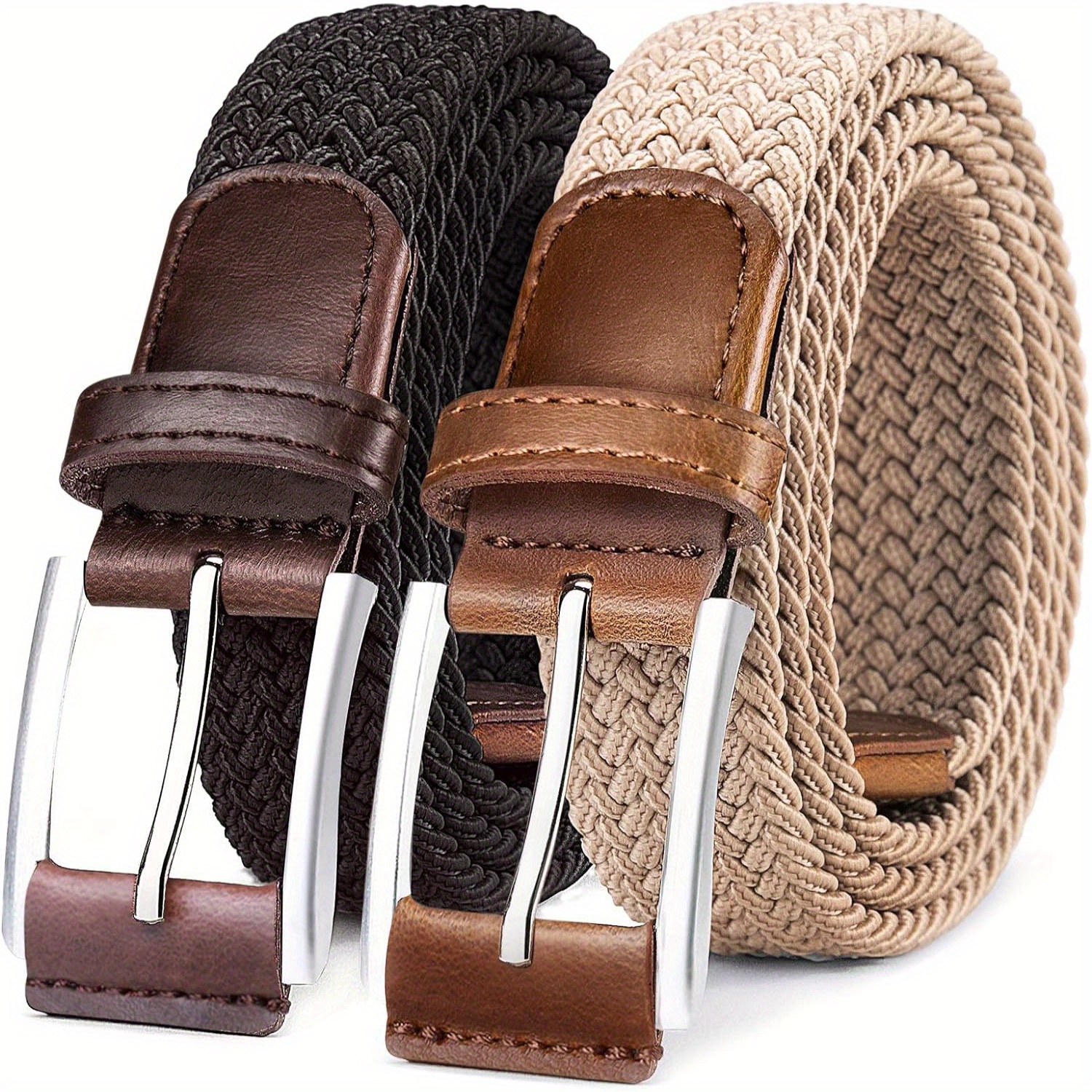

2pcs Men's Stretch Woven Mesh Belts, Casual Golf Jeans Stretch Belts, Men's Gift