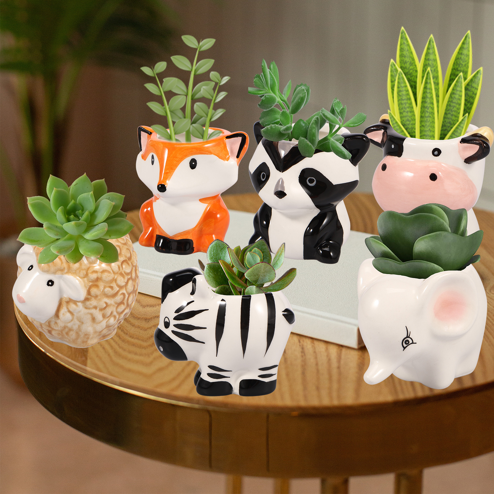 Mini Vaso In Ceramica A Forma Di Animale Gaolinci Per Piante Grasse E Cactus, 7,9 Cm