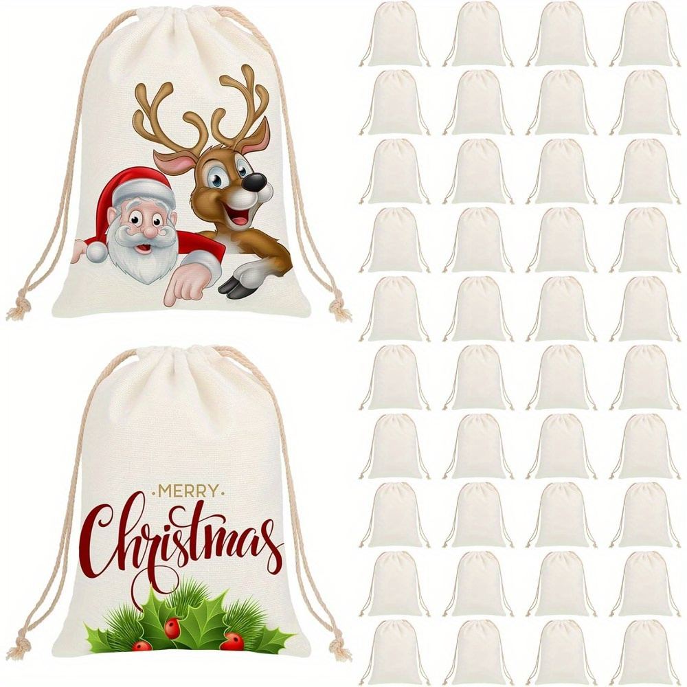 

Sublimation Blank Drawstring Bags Reusable Cotton Linen Sachet Backpacks Favors Heat Press Diy Crafts For Party Wedding Christmas Storage Home Party Arts Supplies