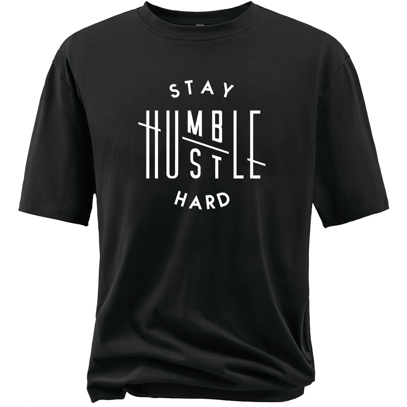 

Plus Size Men's "stay Humble" Graphic Print T-shirt, Summer Trendy Casual Short Sleeve Tees Cotton Tops For Sports/outdoor
