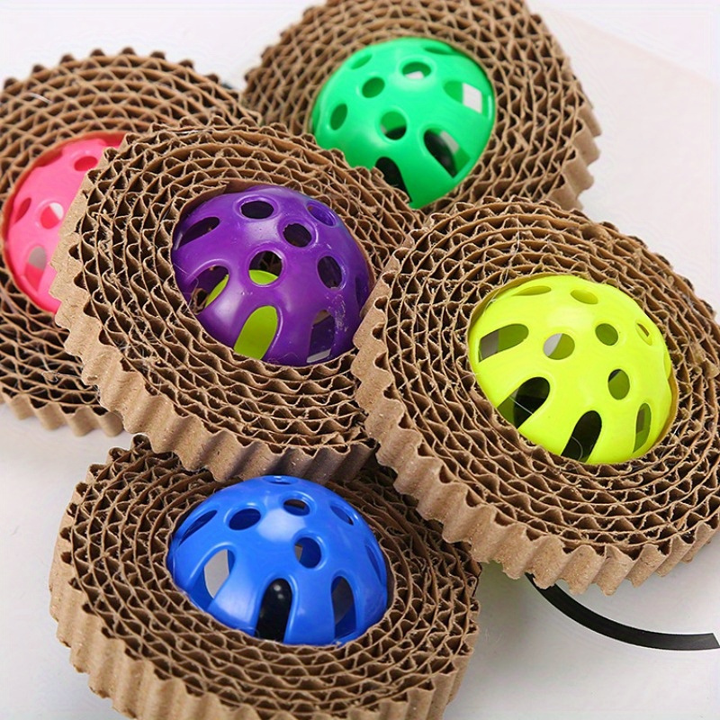 

3pcs Cat Scratching Ball Toy, Corrugated Paper Cat Sound Ball Toy With Bell Cat Claw Grinding Toy For Indoor Cats Kittens, Assorted Varieties