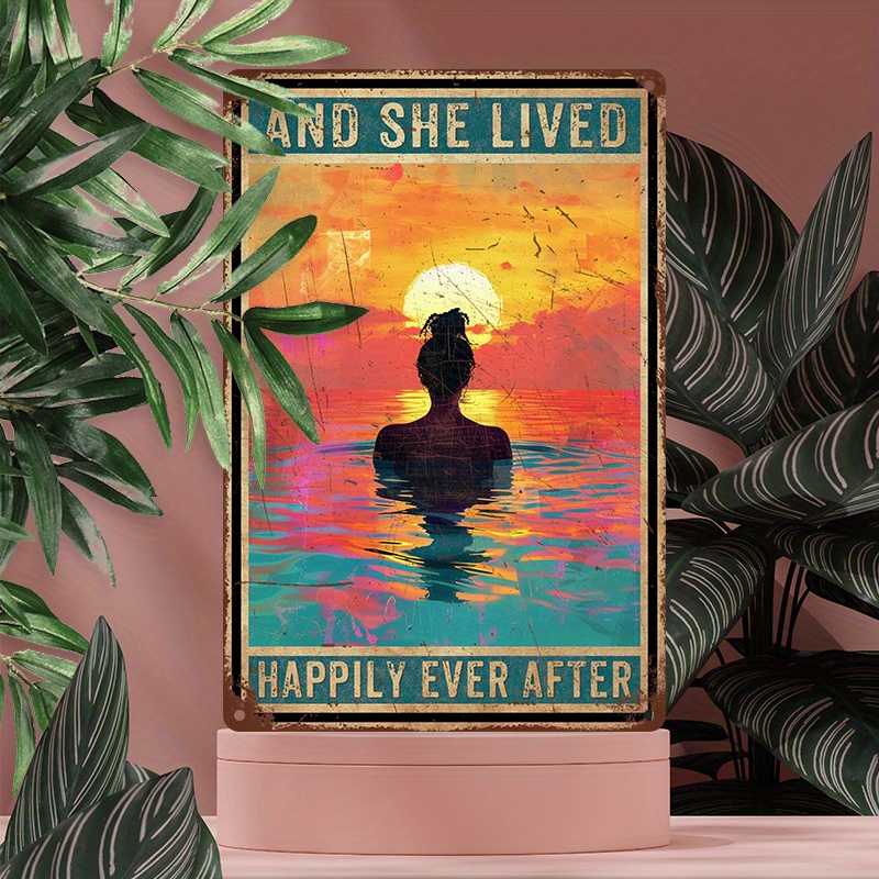 TEMU 2d Plane [retro Wooden Wall Plaque] 8x12 Inch Retro Wooden Wall Plaque - 'she ' | Retro Sunset Design With , Scratch And Uv Resistant, Easy To