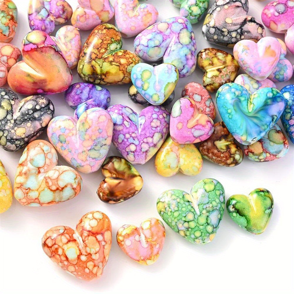 

10/30pcs 21/15mm Stain Heart Acrylic Loose Spacer Beads For Jewelry Making Diy Creative Special Bracelet Necklace Beaded Accessories