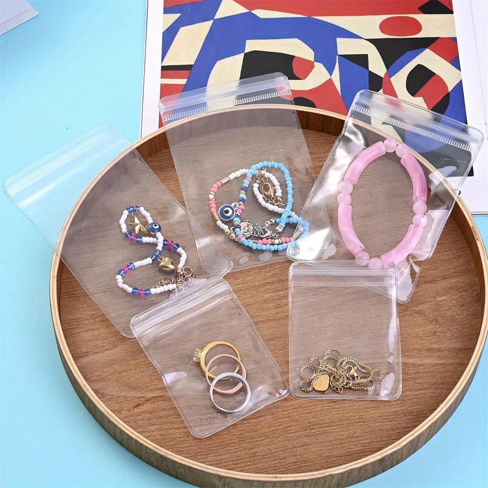 50pcs clear jewelry bags zipper closure anti tarnish Temu